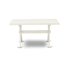 East West Furniture – Ensemble de salle à manger : une table à manger rectangulaire et des chaises Parson en tissu de lin crème, blanc lin (options de pièces)