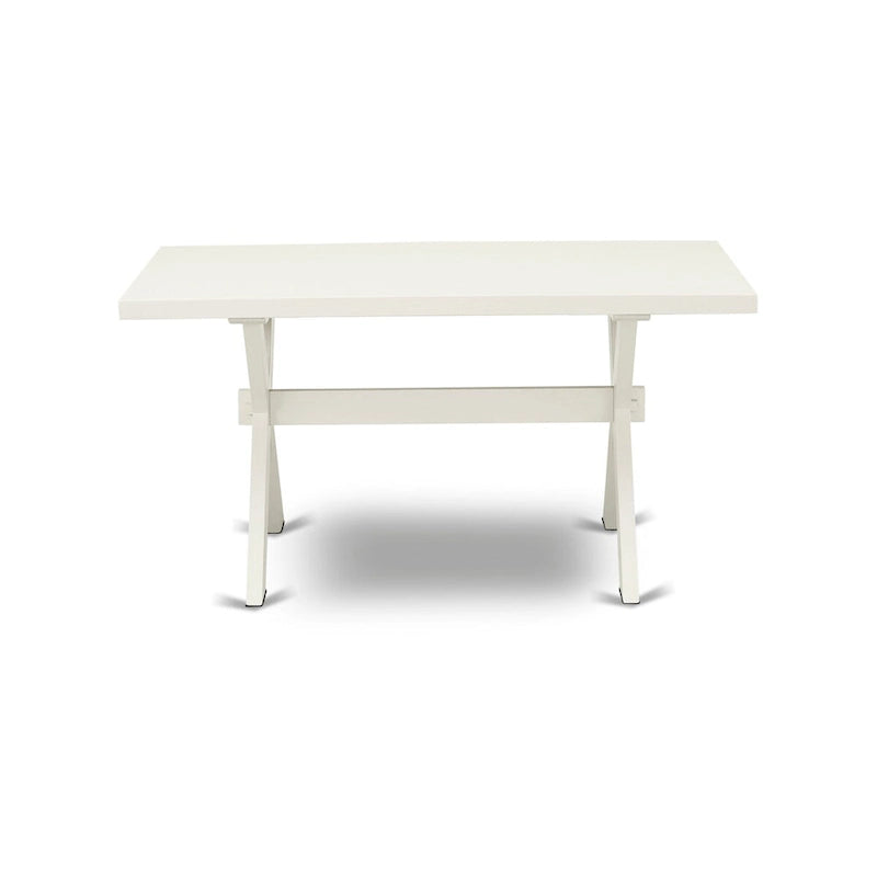 East West Furniture – Ensemble de salle à manger : une table à manger rectangulaire et des chaises Parson en tissu de lin crème, blanc lin (options de pièces)
