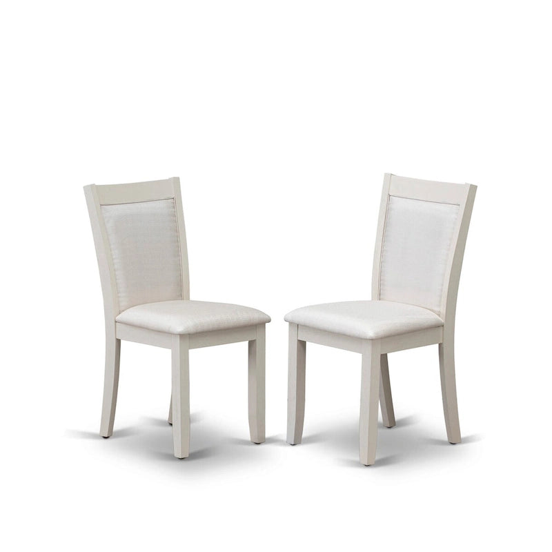 East West Furniture – Ensemble de salle à manger : une table à manger rectangulaire et des chaises Parson en tissu de lin crème, blanc lin (options de pièces)