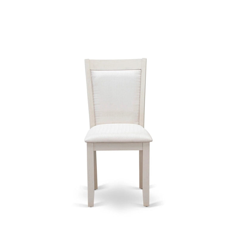 East West Furniture – Ensemble de salle à manger : une table à manger rectangulaire et des chaises Parson en tissu de lin crème, blanc lin (options de pièces)
