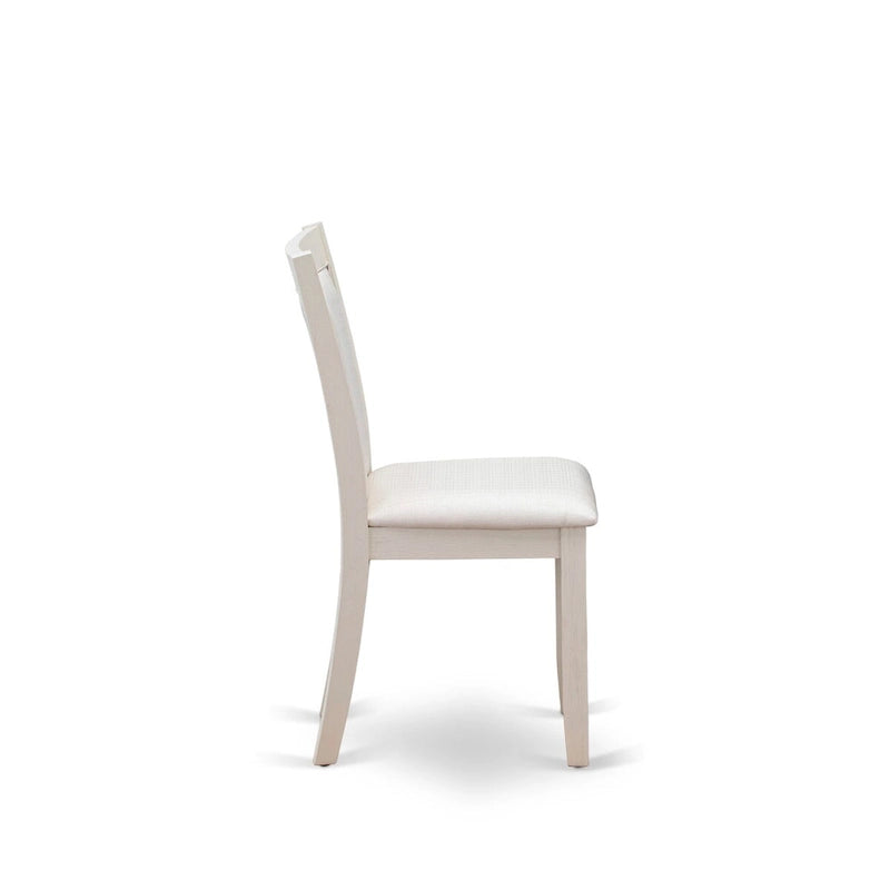 East West Furniture – Ensemble de salle à manger : une table à manger rectangulaire et des chaises Parson en tissu de lin crème, blanc lin (options de pièces)