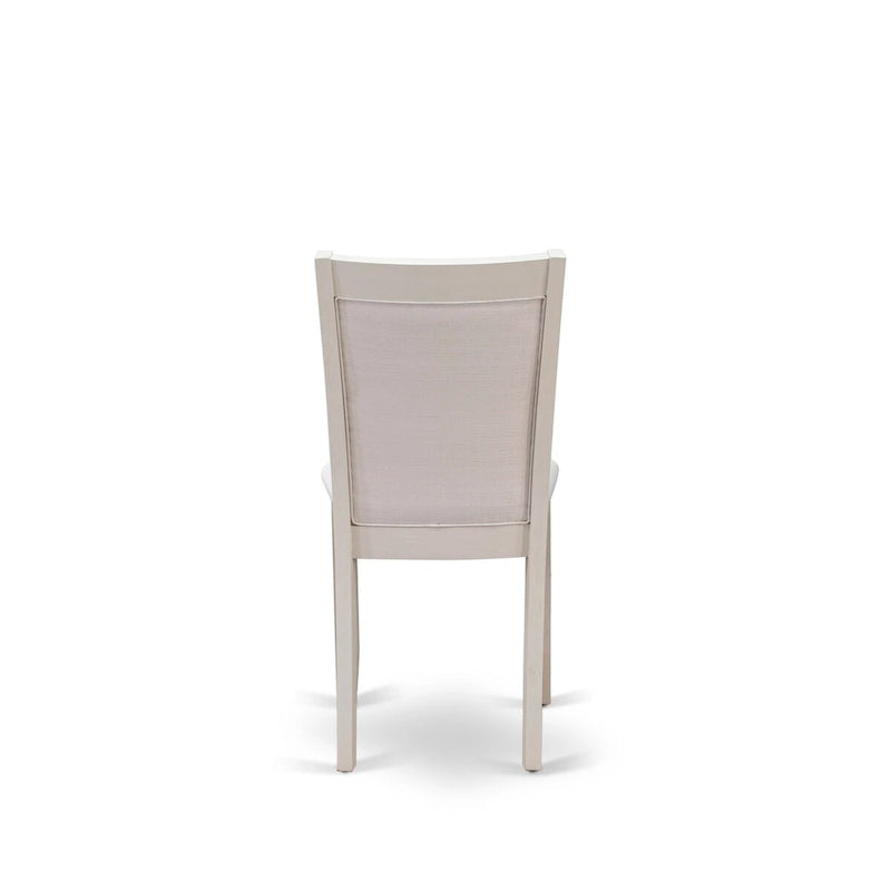 East West Furniture – Ensemble de salle à manger : une table à manger rectangulaire et des chaises Parson en tissu de lin crème, blanc lin (options de pièces)