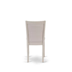 East West Furniture – Ensemble de salle à manger : une table à manger rectangulaire et des chaises Parson en tissu de lin crème, blanc lin (options de pièces)