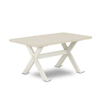 East West Furniture – Ensemble de salle à manger : une table à manger rectangulaire et des chaises Parson en tissu de lin crème, blanc lin (options de pièces)