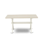 East West Furniture – Ensemble de salle à manger : une table à manger rectangulaire et des chaises Parson en tissu de lin crème, blanc lin (options de pièces)