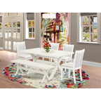 East West Furniture – Ensemble de salle à manger : une table à manger rectangulaire et des chaises Parson en tissu de lin crème, blanc lin (options de pièces)