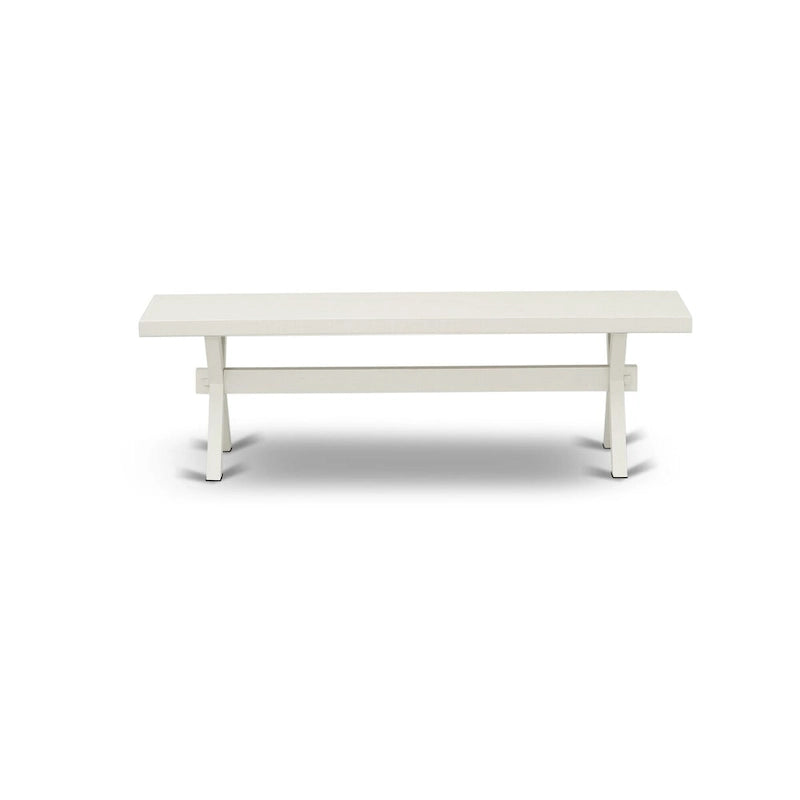 East West Furniture – Ensemble de salle à manger : une table à manger rectangulaire et des chaises Parson en tissu de lin crème, blanc lin (options de pièces)