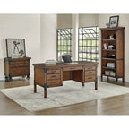Étagère ouverte rustique Addison, Étagère de bureau, Meuble de rangement, Marron - 34L x 72H x 15P