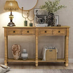 Cusp Barn Console Table Table d'appoint facile à monter avec deux tiroirs de rangement et étagère inférieure pour le salon, l'entrée