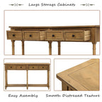 Cusp Barn Console Table Table d'appoint facile à monter avec deux tiroirs de rangement et étagère inférieure pour le salon, l'entrée