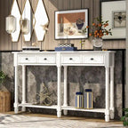 Cusp Barn Console Table Table d'appoint facile à monter avec deux tiroirs de rangement et étagère inférieure pour le salon, l'entrée