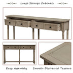 Cusp Barn Console Table Table d'appoint facile à monter avec deux tiroirs de rangement et étagère inférieure pour le salon, l'entrée