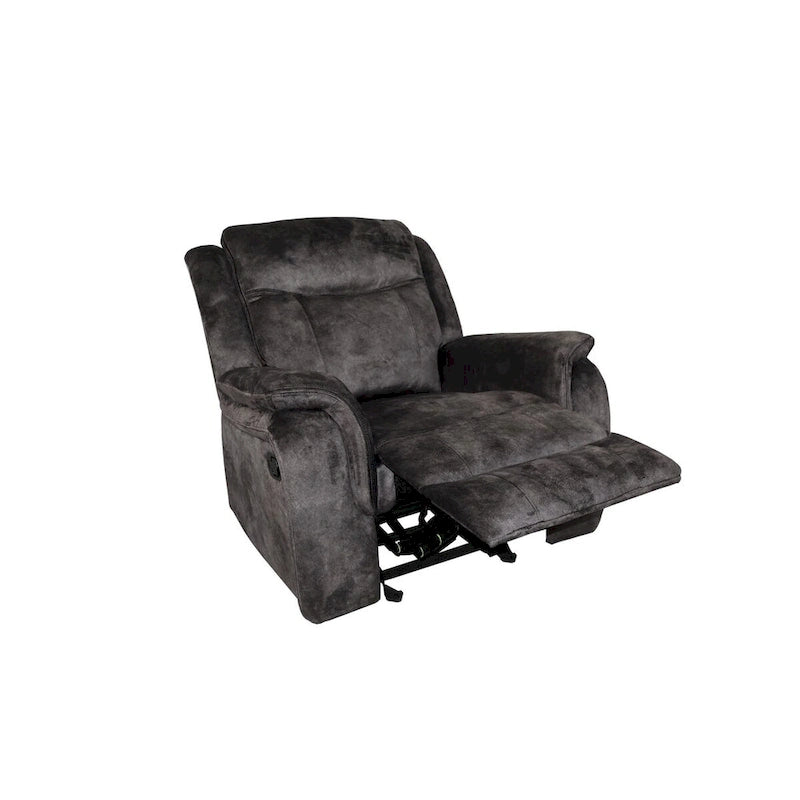 Fauteuil inclinable manuel 39 pouces, ressorts ensachés, velours suédine gris