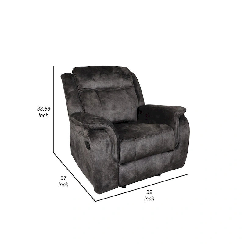 Fauteuil inclinable manuel 39 pouces, ressorts ensachés, velours suédine gris