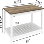 Table basse de style rustique avec étagère de rangement - 55,1P x 99,8L x 44,9H cm