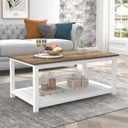 Table basse de style rustique avec étagère de rangement - 55,1P x 99,8L x 44,9H cm