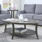 Table basse ovale en bois avec étagère