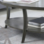 Table basse ovale en bois avec étagère