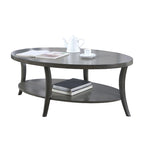 Table basse ovale en bois avec étagère