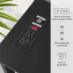 Table d'appoint étroite à 2 niveaux avec prise, longue console industrielle