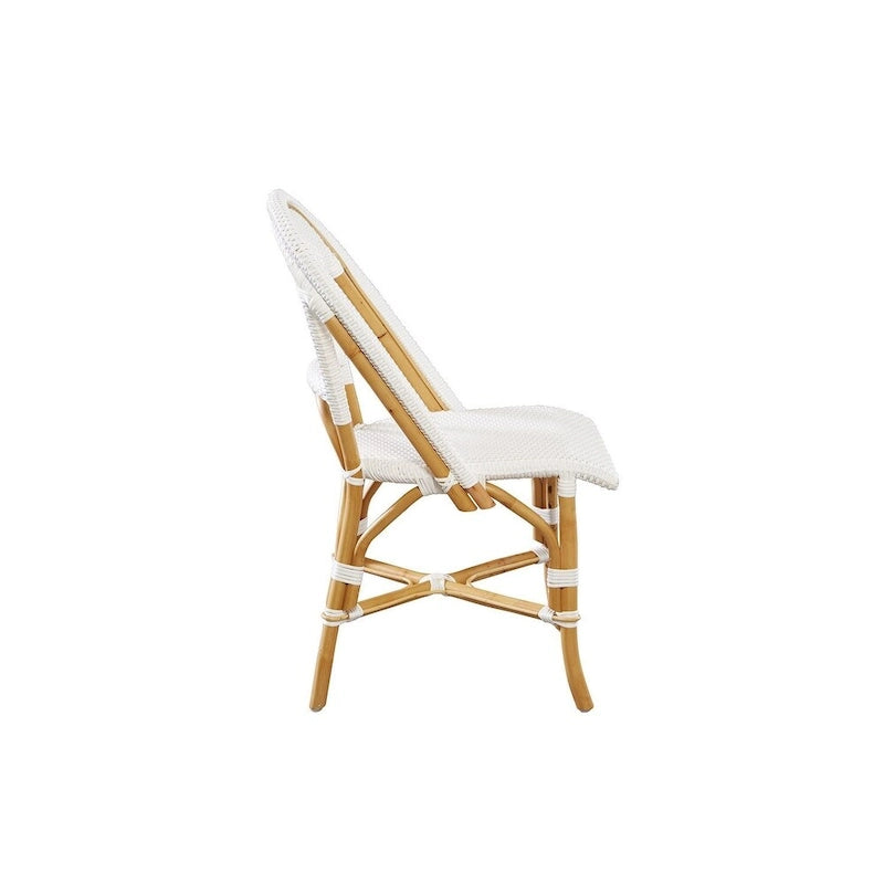 Chaise de salle à manger Leroy en rotin, blanc
