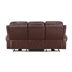 Canapé inclinable électrique double 82 pouces, USB, cuir pleine fleur marron