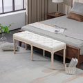 HOMCOM Banc de bout de lit crème et blanc, 46 po, capitonné, rembourrage épais et pieds en bois