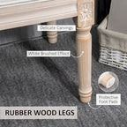HOMCOM Banc de bout de lit crème et blanc, 46 po, capitonné, rembourrage épais et pieds en bois