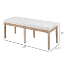 HOMCOM Banc de bout de lit crème et blanc, 46 po, capitonné, rembourrage épais et pieds en bois