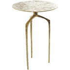 Table d'appoint en métal aluminium, géométrique, fine et texturée – Argent, Or ou Gris – Roche River Decor