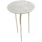 Table d'appoint en métal aluminium, géométrique, fine et texturée – Argent, Or ou Gris – Roche River Decor