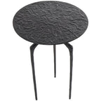 Table d'appoint en métal aluminium, géométrique, fine et texturée – Argent, Or ou Gris – Roche River Decor