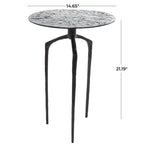 Table d'appoint en métal aluminium, géométrique, fine et texturée – Argent, Or ou Gris – Roche River Decor