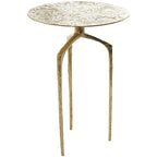 Table d'appoint en métal aluminium, géométrique, fine et texturée – Argent, Or ou Gris – Roche River Decor