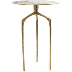 Table d'appoint en métal aluminium, géométrique, fine et texturée – Argent, Or ou Gris – Roche River Decor