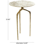 Table d'appoint en métal aluminium, géométrique, fine et texturée – Argent, Or ou Gris – Roche River Decor